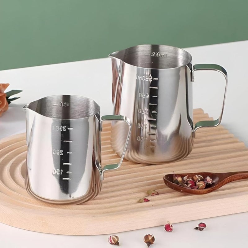 350ml Stainless Steel Milk Pitcher â€“ Barista Frothing Jug with Internal & External Measurements for Foam Texture Control, Latte Art, and Home Espresso Machine Use